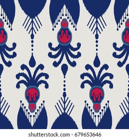 Ikat Seamless Pattern Design for Fabric.