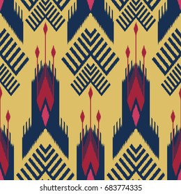 Ikat Seamless Pattern Design for Fabric.