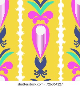 Ikat Seamless Pattern Design for Fabric.