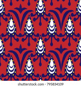 Ikat Seamless Pattern Design for Fabric.