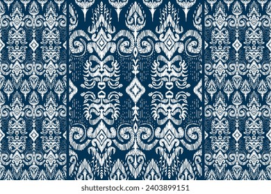 ikat seamless pattern design. Geometric ethnic native tribal boho Aztec fabric carpet mandala American African chevron textile decoration furniture. texture vector illustrations background.