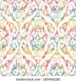 Ikat seamless pattern design place on white background. 