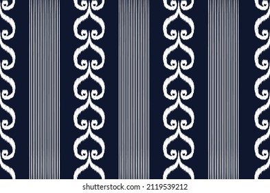 Ikat seamless pattern design. Traditional ikat fabric. Abstrack background. Vector illustration.