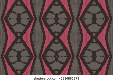 Ikat Seamless Pattern Embroidery Background. Ikat Triangle Geometric Ethnic Oriental Pattern Traditional. Ikat Aztec Style Abstract Design for Print Texture,fabric,saree,sari,carpet.