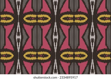 Ikat Seamless Pattern Embroidery Background. Ikat Prints Geometric Ethnic Oriental Pattern traditional.aztec Style Abstract Vector illustration.design for Texture,fabric,clothing,wrapping,sarong.