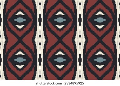 Ikat Seamless Pattern Embroidery Background. Ikat Print Geometric Ethnic Oriental Pattern traditional.aztec Style Abstract Vector illustration.design for Texture,fabric,clothing,wrapping,sarong.