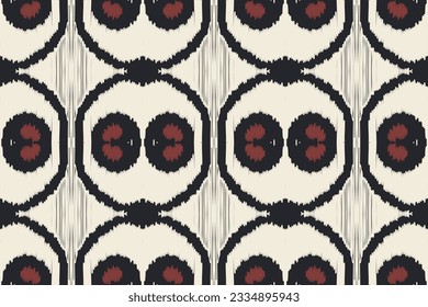 Ikat Seamless Pattern Embroidery Background. Ikat Frame Geometric Ethnic Oriental Pattern traditional.aztec Style Abstract Vector illustration.design for Texture,fabric,clothing,wrapping,sarong.