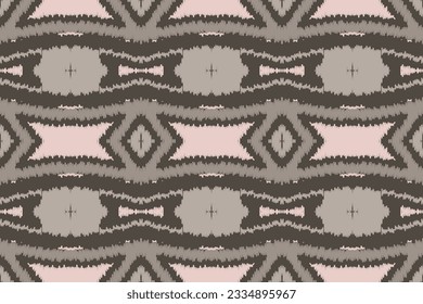 Ikat Seamless Pattern Embroidery Background. Ikat Damask Geometric Ethnic Oriental Pattern traditional.aztec Style Abstract Vector design for Texture,fabric,clothing,wrapping,sarong.