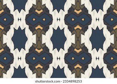 Ikat Seamless Pattern Embroidery Background. Ikat Vector Geometric Ethnic Oriental Pattern Traditional. Ikat Aztec Style Abstract Design for Print Texture,fabric,saree,sari,carpet.