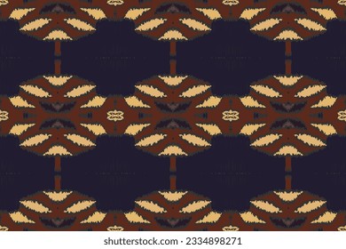 Ikat Seamless Pattern Embroidery Background. Ikat Seamless Geometric Ethnic Oriental Pattern Traditional. Ikat Aztec Style Abstract Design for Print Texture,fabric,saree,sari,carpet.