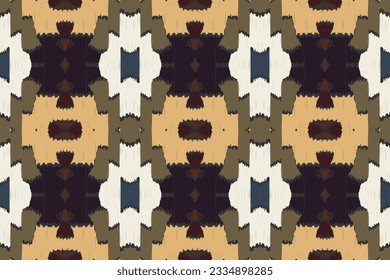 Ikat Seamless Pattern Embroidery Background. Ikat Patterns Geometric Ethnic Oriental Pattern traditional.aztec Style Abstract Vector design for Texture,fabric,clothing,wrapping,sarong.