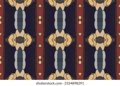 Ikat Seamless Pattern Embroidery Background. Ikat Flowers Geometric Ethnic Oriental Pattern traditional.aztec Style Abstract Vector design for Texture,fabric,clothing,wrapping,sarong.