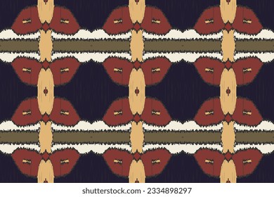 Ikat Seamless Pattern Embroidery Background. Ikat Frame Geometric Ethnic Oriental Pattern Traditional. Ikat Aztec Style Abstract Design for Print Texture,fabric,saree,sari,carpet.