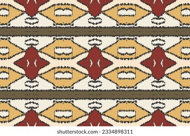 Ikat Seamless Pattern Embroidery Background. Ikat Flower Geometric Ethnic Oriental Pattern Traditional. Ikat Aztec Style Abstract Design for Print Texture,fabric,saree,sari,carpet.