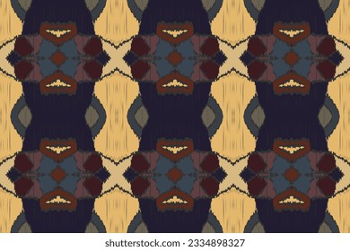 Fondo De Bordado Del Patrón Ikat De Seamless. Patrón oriental geométrico del diamante Ikat tradicional. Estilo azteca Abstracto Diseño vectorial para textura, tela, ropa, envoltura, sarong.
