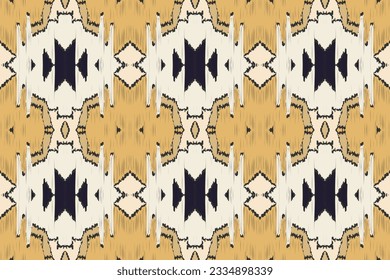 Ikat Seamless Pattern Embroidery Background. Ikat Damask Geometric Ethnic Oriental Pattern traditional.aztec Style Abstract Vector design for Texture,fabric,clothing,wrapping,sarong.