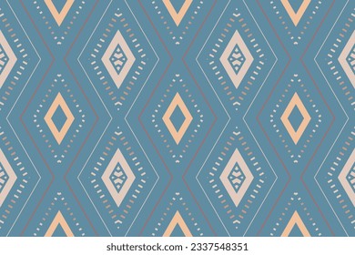Ikat Seamless Pattern Embroidery Background. Ikat Frame Geometric Ethnic Oriental Pattern traditional.aztec Style Abstract Vector illustration.design for Texture,fabric,clothing,wrapping,sarong.