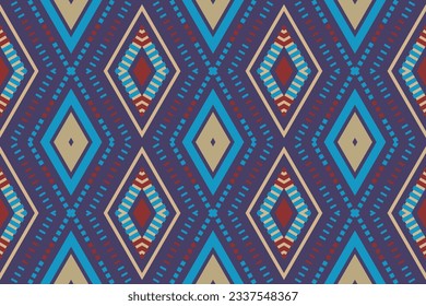 Ikat Seamless Pattern Embroidery Background. Ikat Flower Geometric Ethnic Oriental Pattern traditional.aztec Style Abstract Vector illustration.design for Texture,fabric,clothing,wrapping,sarong.