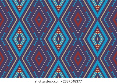 Ikat Seamless Pattern Embroidery Background. Ikat Fabric Geometric Ethnic Oriental Pattern Traditional. Ikat Aztec Style Abstract Design for Print Texture,fabric,saree,sari,carpet.