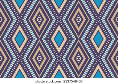 Ikat Seamless Pattern Embroidery Background. Ikat Diamond Geometric Ethnic Oriental Pattern traditional.aztec Style Abstract Vector design for Texture,fabric,clothing,wrapping,sarong.
