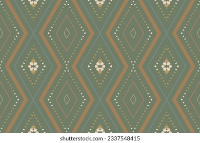 Ikat Seamless Pattern Embroidery Background. Ikat Designs Geometric Ethnic Oriental Pattern traditional.aztec Style Abstract Vector design for Texture,fabric,clothing,wrapping,sarong.
