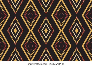 Fondo De Bordado Del Patrón Ikat De Seamless. Diseño de Ikat Diseño Geométrico Étnico Oriental Patrón tradicional.Estilo azteca Abstracto Diseño de vectores para Textura, tela, ropa, envoltura, sarong.
