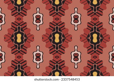 Fondo De Bordado Del Patrón Ikat De Seamless. Ikat Imprimir Patrón Geométrico Étnico Oriental Tradicional. Diseño abstracto de estilo azteca Ikat para textura impresa, tela, sari, alfombra.