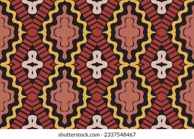 Ikat Seamless Pattern Embroidery Background. Ikat Seamless Geometric Ethnic Oriental Pattern Traditional. Ikat Aztec Style Abstract Design for Print Texture,fabric,saree,sari,carpet.