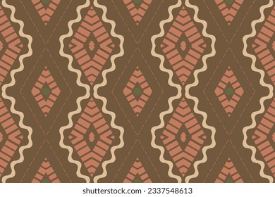 Ikat Seamless Pattern Embroidery Background. Ikat Damask Geometric Ethnic Oriental Pattern traditional.aztec Style Abstract Vector design for Texture,fabric,clothing,wrapping,sarong.