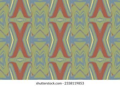 Ikat Seamless Pattern Embroidery Background. Ikat Vector Geometric Ethnic Oriental Pattern Traditional. Ikat Aztec Style Abstract Design for Print Texture,fabric,saree,sari,carpet.
