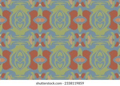 Fondo De Bordado Del Patrón Ikat De Seamless. Patrón oriental geométrico vectorial Ikat tradicional.azteca estilo Abstract Ilustración vectorial.diseño para textura, tela, ropa, envoltura, sarong.