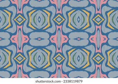 Ikat Seamless Pattern Embroidery Background. Ikat Stripe Geometric Ethnic Oriental Pattern traditional.aztec Style Abstract Vector illustration.design for Texture,fabric,clothing,wrapping,sarong.