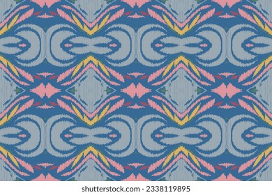Ikat Seamless Pattern Embroidery Background. Ikat Print Geometric Ethnic Oriental Pattern Traditional. Ikat Aztec Style Abstract Design for Print Texture,fabric,saree,sari,carpet.