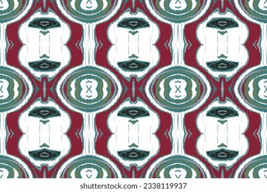 Ikat Seamless Pattern Embroidery Background. Ikat Designs Geometric Ethnic Oriental Pattern traditional.aztec Style Abstract Vector design for Texture,fabric,clothing,wrapping,sarong.