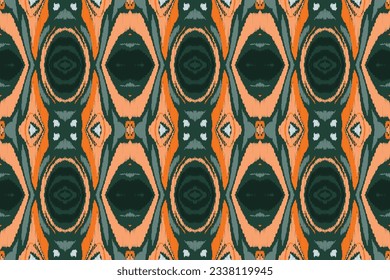 Ikat Seamless Pattern Embroidery Background. Ikat Design Geometric Ethnic Oriental Pattern traditional.aztec Style Abstract Vector design for Texture,fabric,clothing,wrapping,sarong.