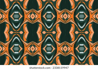Ikat Seamless Pattern Embroidery Background. Ikat Chevron Geometric Ethnic Oriental Pattern traditional.aztec Style Abstract Vector design for Texture,fabric,clothing,wrapping,sarong.