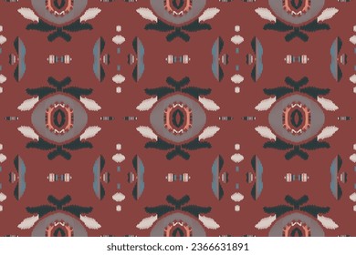Ikat Seamless Pattern Embroidery Background. Ikat Triangle Geometric Ethnic Oriental Pattern traditional.aztec Style Abstract Vector design for Texture,fabric,clothing,wrapping,sarong.