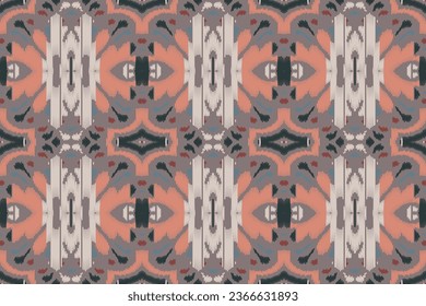 Fondo De Bordado Del Patrón Ikat De Seamless. Patrón oriental geométrico del vector de Ikat tradicional. Diseño abstracto de estilo azteca Ikat para textura impresa, tela, sari, alfombra.