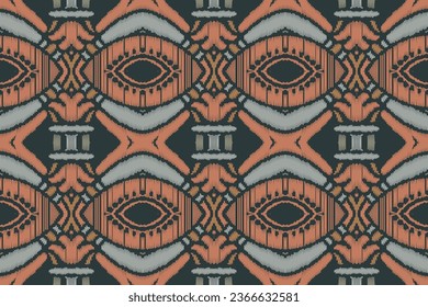 Ikat Seamless Pattern Embroidery Background. Ikat Stripe Geometric Ethnic Oriental Pattern traditional.aztec Style Abstract Vector illustration.design for Texture,fabric,clothing,wrapping,sarong.