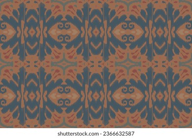 Ikat Seamless Pattern Embroidery Background. Ikat Vector Geometric Ethnic Oriental Pattern Traditional. Ikat Aztec Style Abstract Design for Print Texture,fabric,saree,sari,carpet.