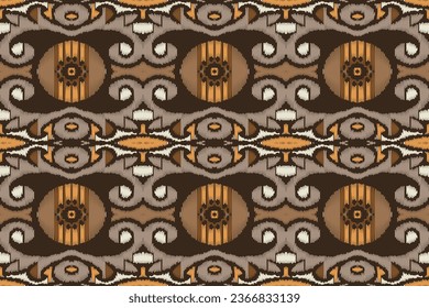 Ikat Seamless Pattern Embroidery Background. Ikat Prints Geometric Ethnic Oriental Pattern traditional.aztec Style Abstract Vector illustration.design for Texture,fabric,clothing,wrapping,sarong.