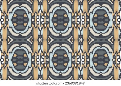 Ikat Seamless Pattern Embroidery Background. Ikat Background Geometric Ethnic Oriental Pattern traditional.aztec Style Abstract Vector design for Texture,fabric,clothing,wrapping,sarong.