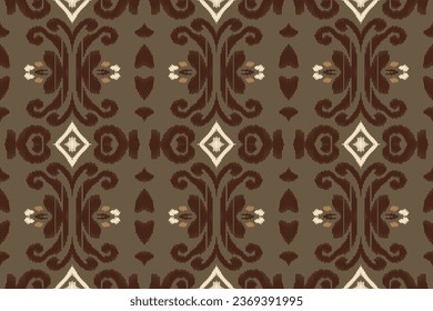 Ikat Seamless Pattern Embroidery Background. Ikat Floral Geometric Ethnic Oriental Pattern traditional.aztec Style Abstract Vector illustration.design for Texture,fabric,clothing,wrapping,sarong.
