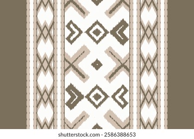 Ikat Seamless Pattern Embroidery Background. Ikat Background Geometric Ethnic Oriental Pattern traditional.aztec Style Abstract Vector design for Texture,fabric,clothing,wrapping,sarong.