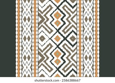 Ikat Seamless Pattern Embroidery Background. Ikat Design Geometric Ethnic Oriental Pattern traditional.aztec Style Abstract Vector design for Texture,fabric,clothing,wrapping,sarong.