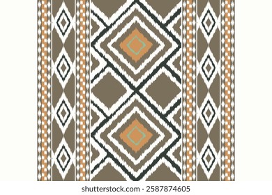 Ikat Seamless Pattern Embroidery Background. Ikat Diamond Geometric Ethnic Oriental Pattern Traditional. Ikat Aztec Style Abstract Design for Print Texture,fabric,saree,sari,carpet.