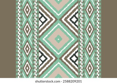 Ikat Seamless Pattern Embroidery Background. Ikat Flower Geometric Ethnic Oriental Pattern traditional.aztec Style Abstract Vector illustration.design for Texture,fabric,clothing,wrapping,sarong.