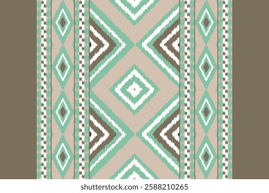 Ikat Seamless Pattern Embroidery Background. Ikat Flower Geometric Ethnic Oriental Pattern Traditional. Ikat Aztec Style Abstract Design for Print Texture,fabric,saree,sari,carpet.