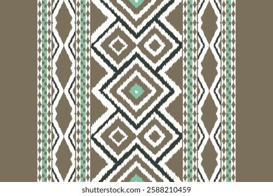 Ikat Seamless Pattern Embroidery Background. Ikat Fabric Geometric Ethnic Oriental Pattern traditional.aztec Style Abstract Vector illustration.design for Texture,fabric,clothing,wrapping,sarong.