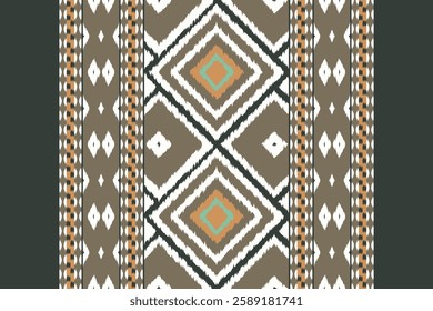 Ikat Seamless Pattern Embroidery Background. Ikat Floral Geometric Ethnic Oriental Pattern traditional.aztec Style Abstract Vector illustration.design for Texture,fabric,clothing,wrapping,sarong.